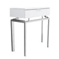 12.75" X 18.25" X 23" Glossy White Chrome Metal  Accent Table