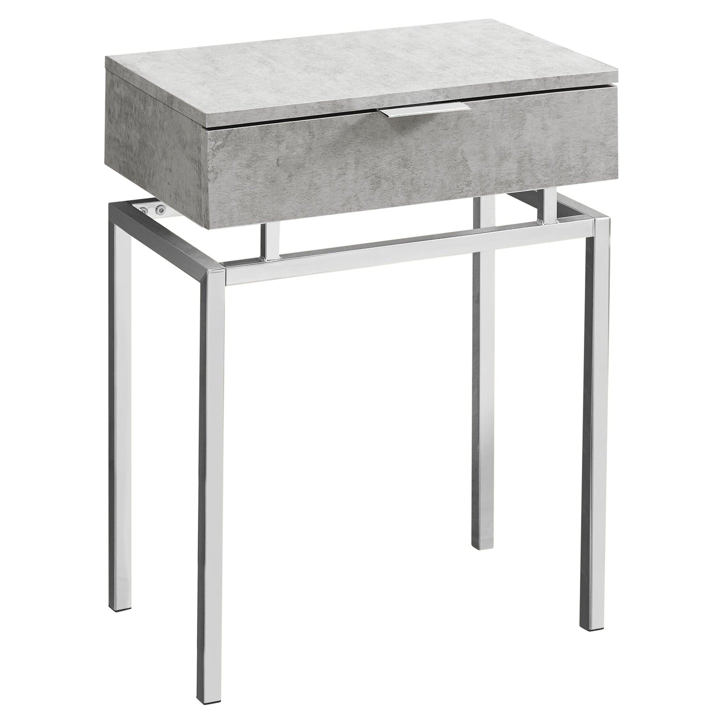 12.75" X 18.25" X 23" Glossy White Chrome Metal  Accent Table