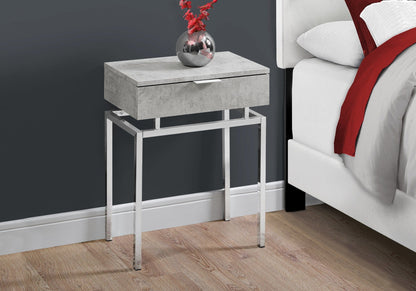 12.75" X 18.25" X 23" Glossy White Chrome Metal  Accent Table