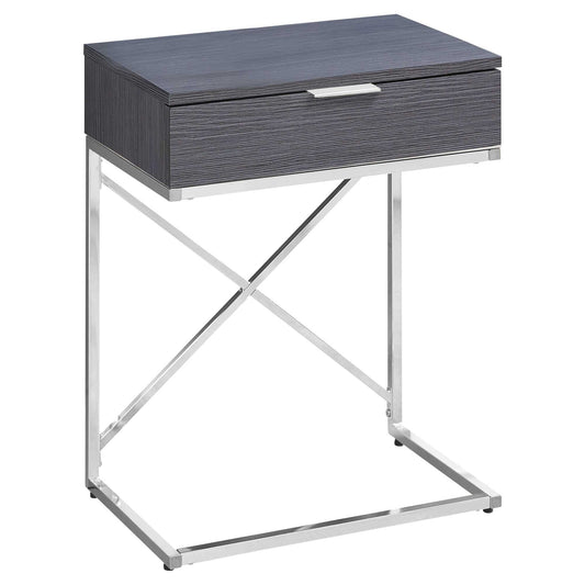 12.75" X 18.25" X 23.5" Grey Finish Metal Accent Table