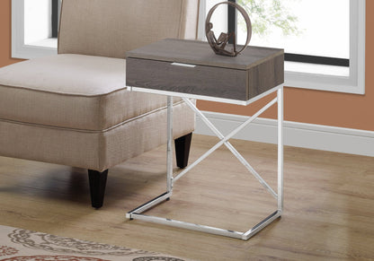 12.75" X 18.25" X 23.5" Grey Finish Metal Accent Table