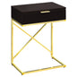 18.2" X 12.8" X 23.5" Cappuccino Finish Gold Metal Accent Table
