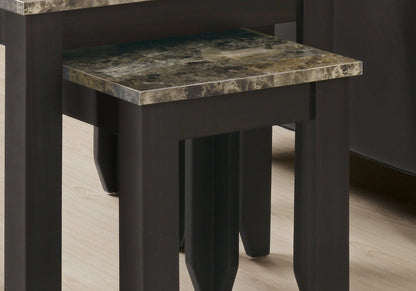 41.25" X 56.25" X 51.5" Cappuccino Particle Board 3Pcs Nesting Table Set