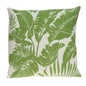 Tropical Green Palm Leaf On Beige Pillow Cover