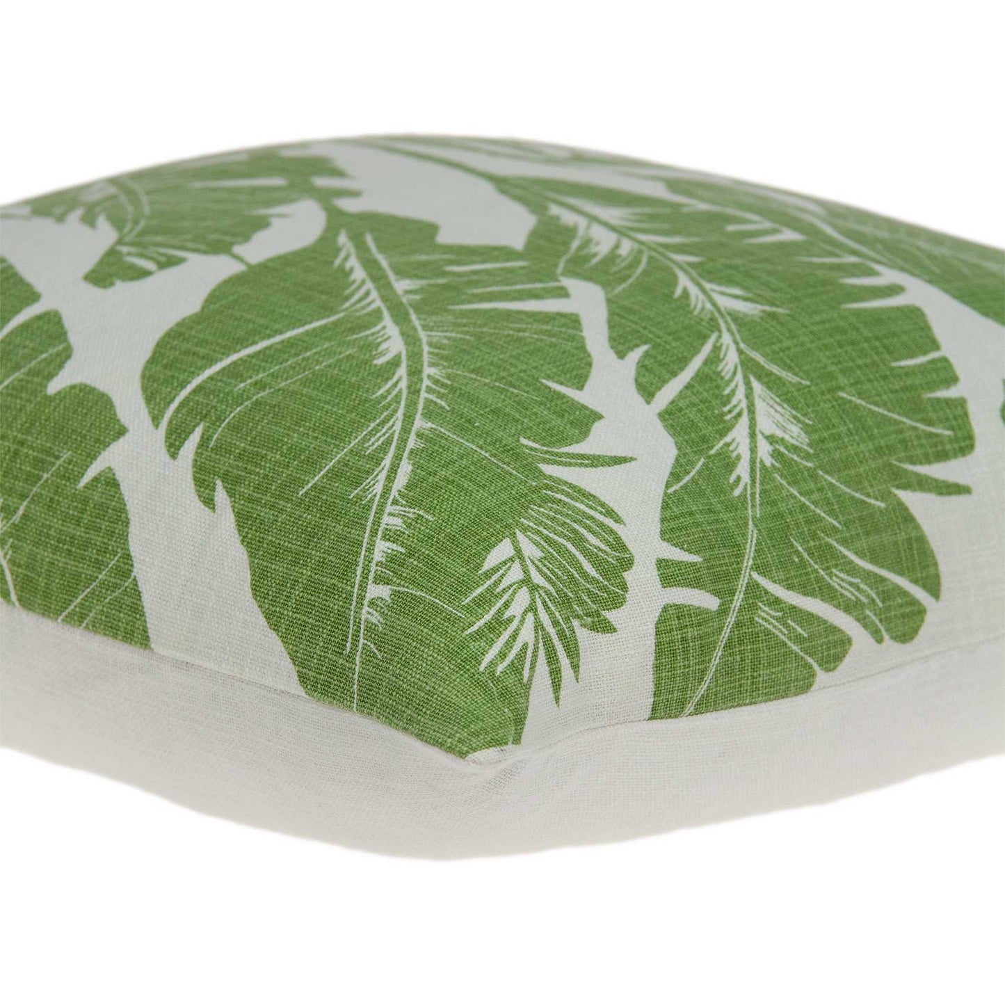 Tropical Green Palm Leaf On Beige Pillow Cover