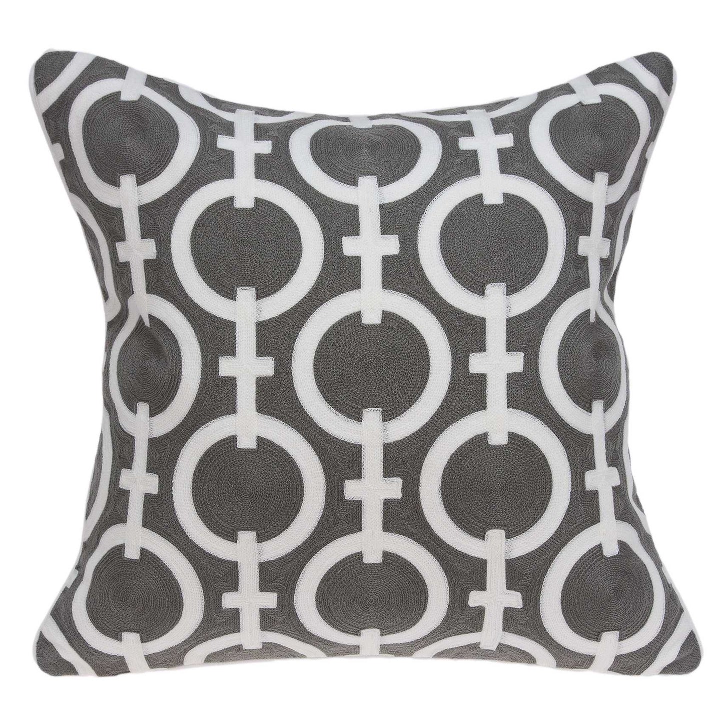 20" X 0.5" X 20" Transitional Gray And White Cotton Pillow Cover