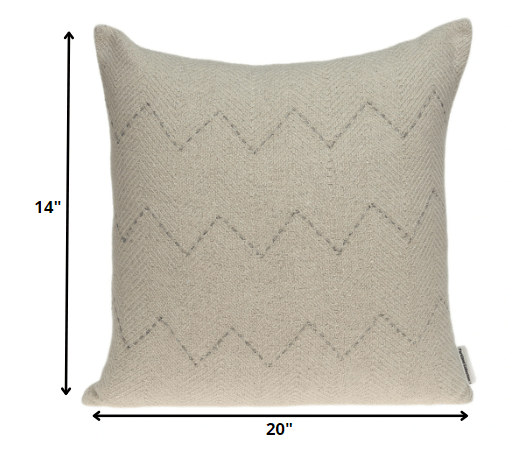 20" X 0.5" X 14" Transitional Beige Cotton Accent Pillow Cover