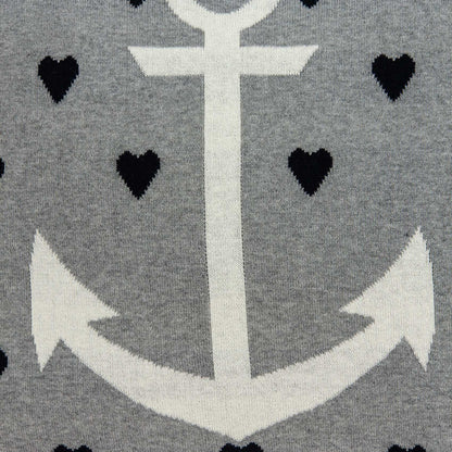 Casual Square Grey Nautical Anchor Accent Pillow