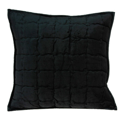 20" X 7" X 20" Transitional Black Solid Quilted Pillow Cover With Poly Insert