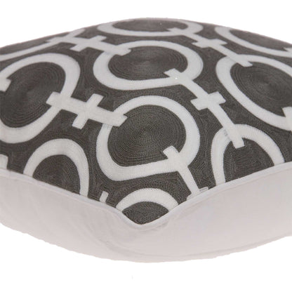 20" X 7" X 20" Transitional Gray And White Accent Pillow Cover With Down Insert