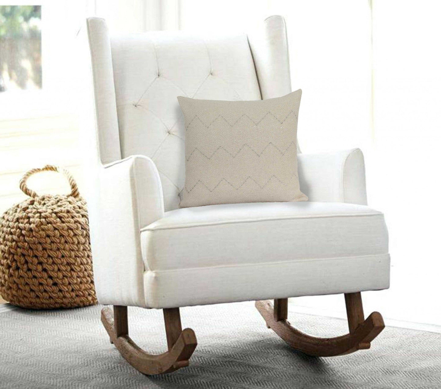 20" X 6" X 14" Cool Transitional Beige Pillow Cover With Down Insert