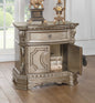 18" X 30" X 29" Antique Champagne Wood Poly Resin Nightstand Wmarble Top