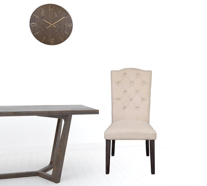 Set Of 2 Dining Chairs Gray Oak Rubberwood Legs Seat Solid Back