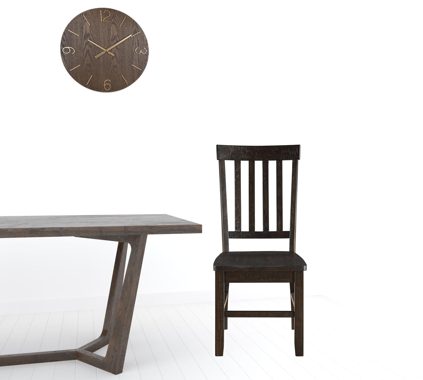 Set Of 2 Dining Chairs Rustic Walnut Acacia Legs Seat Ladder Back