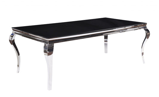 40" X 80" X 30" Stainless Steel Black Glass  Dining Table