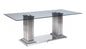 39" X 79" X 30" Stainless Steel Clear Glass Mirror Dining Table Wdouble Pedestal
