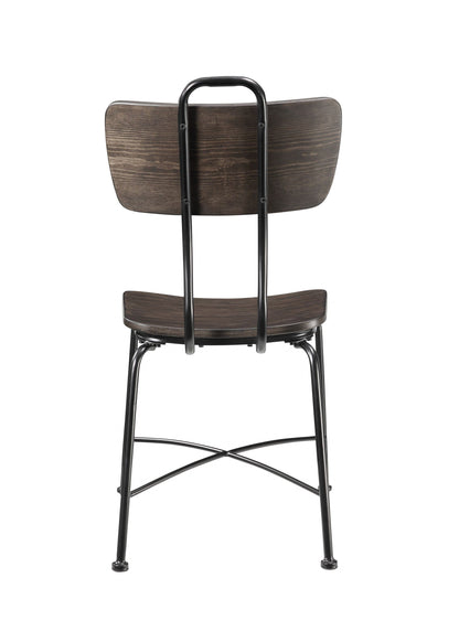 21" X 18" X 37" Walnut Wood And Black Metal Base Side Chair Set Of 2