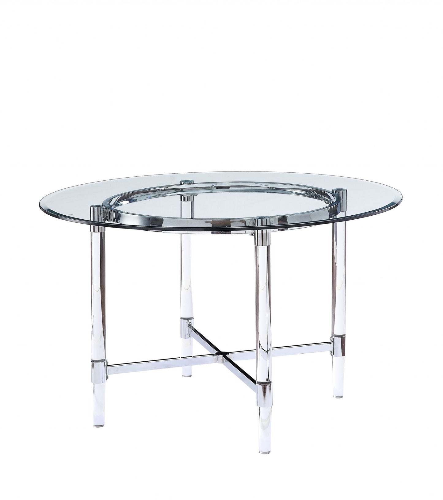 48" Striking Round Glass And Acrylic Dining Table