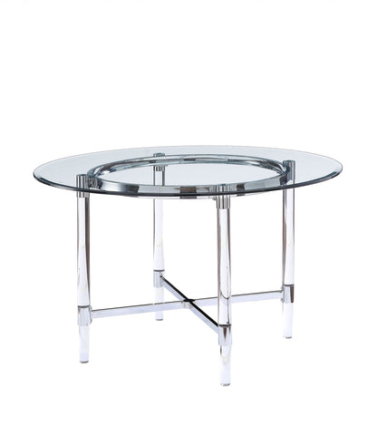 48" Striking Round Glass And Acrylic Dining Table