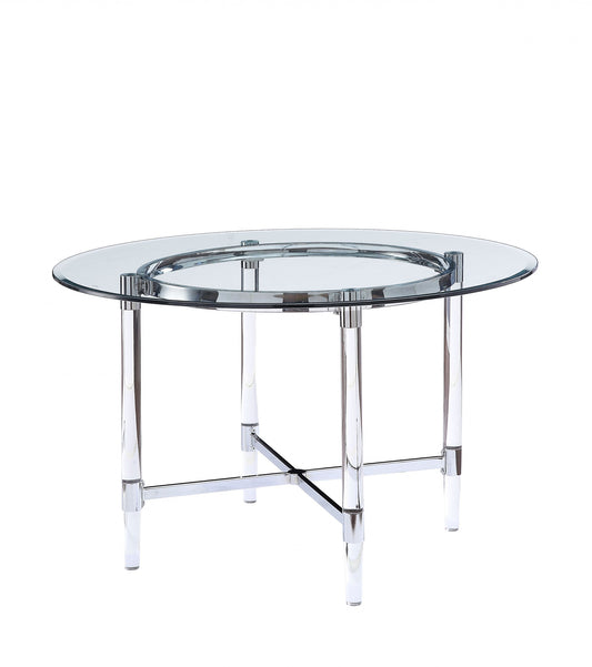 48" Striking Round Glass And Acrylic Dining Table