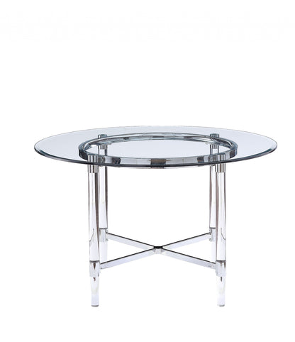 48" Striking Round Glass And Acrylic Dining Table