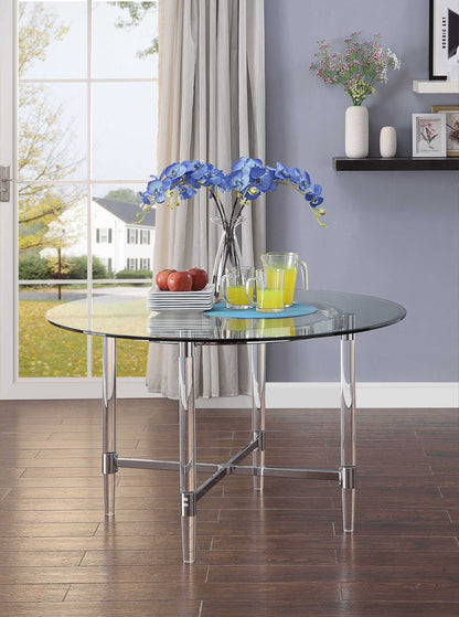 48" Striking Round Glass And Acrylic Dining Table