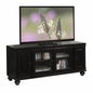 19" X 58" X 26" Black Wood Glass Veneer (Melamine) Tv Stand