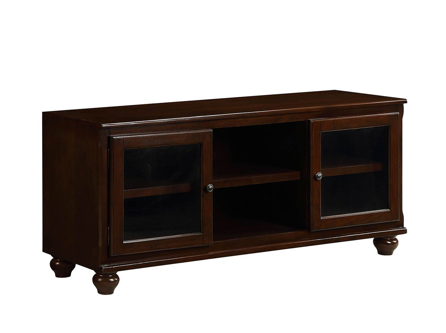 19" X 58" X 26" Walnut Wood Glass (Tv Stand) Tv Stand