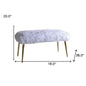 18" X 38" X 20" White Faux Fur Gold Metal Upholstered (Seat) Bench