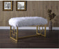18" X 38" X 20" White Faux Fur Gold Metal Upholstered (Seat) Bench