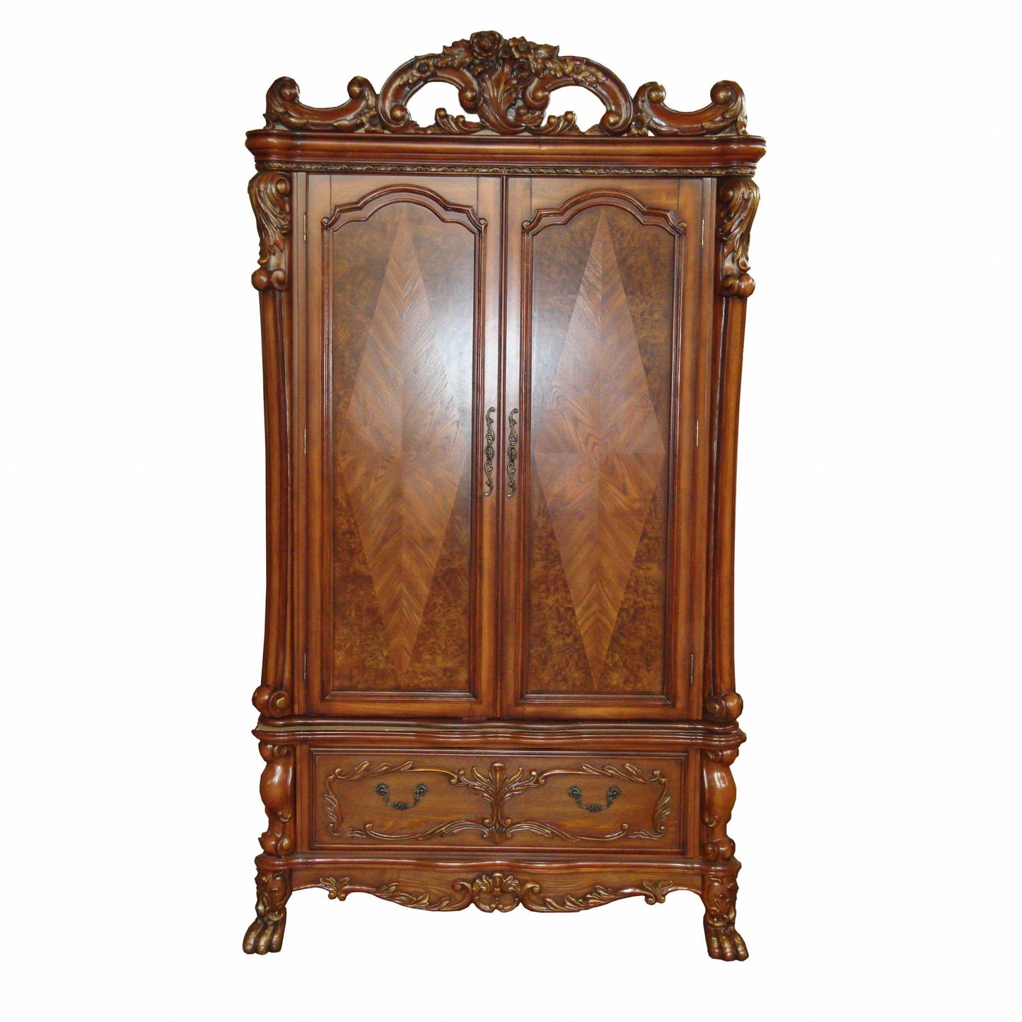 38" X 82" X 38" Cherry Oak Wood Poly Resin Tv Armoire