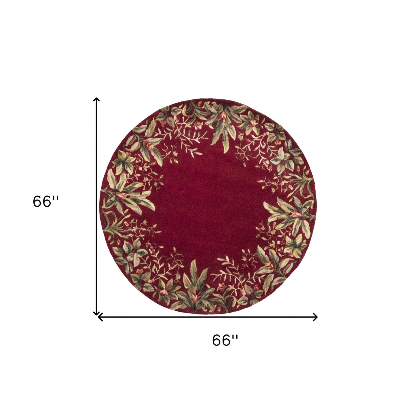 5' X 8' Ruby And Red Wool Floral Hand Tufted Area Rug