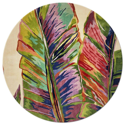 5' Round  Wool Ivory  Area Rug