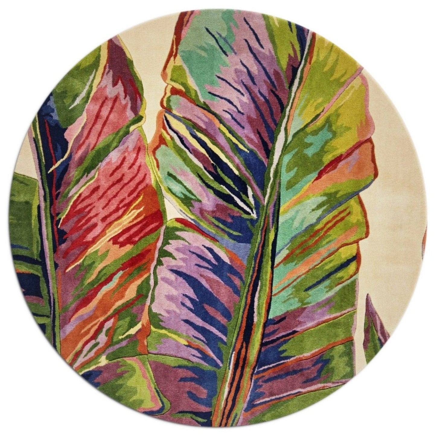 5' Round  Wool Ivory  Area Rug