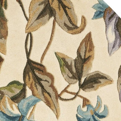 2' X 8'  Runner Wool Ivory Or Teal Area Rug