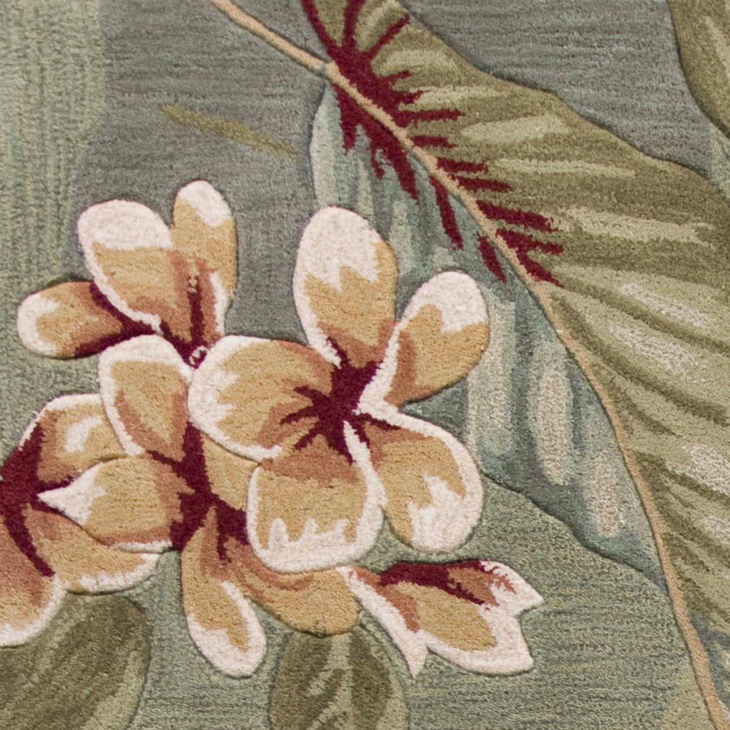 2' X 7' Blue Or Sage Tropical Leaves Rug