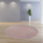 8' Round  Polyester Rose Pink Area Rug