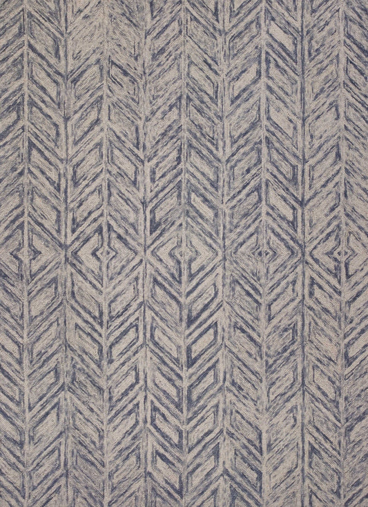 8'X10' Blue Hand Tufted Herringbone Indoor Area Rug