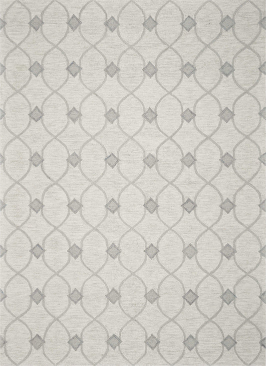 8'X10' Ivory Hand Tufted Ogee Indoor Area Rug