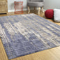 5'X7' Grey Blue Hand Loomed Abstract Brushstroke Indoor Area Rug