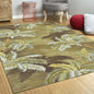 8' Moss Green Hand Tufted Tropical Trees Round Indoor Area Rug