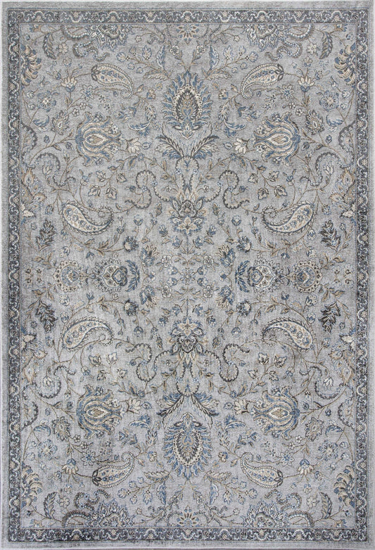 3'X5' Silver Blue Machine Woven Paisley Indoor Area Rug