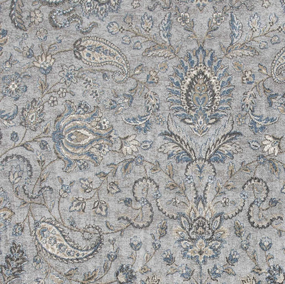 3'X5' Silver Blue Machine Woven Paisley Indoor Area Rug