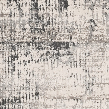 8'X11' Ivory Silver Machine Woven Abstract Scratch Indoor Area Rug