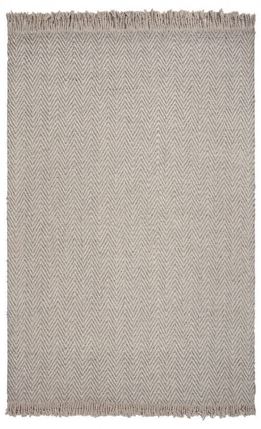 5'X8' Oatmeal Beige Hand Woven Houndstooth Indoor Area Rug