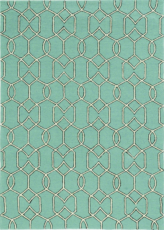 5' X 7' Spa Geometric Trellis Uv Treated Indoor Area Rug