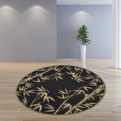 8' X 11'  Wool Black And Bamboo Area Rug