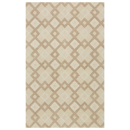 8'X11' Ivory Hand Tufted Geometric Diamond Pattern Indoor Area Rug