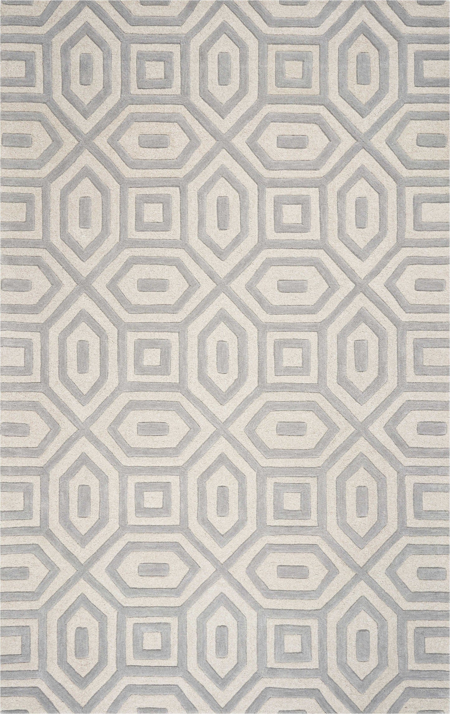 5'X8' Grey Hand Tufted Geometric Indoor Area Rug
