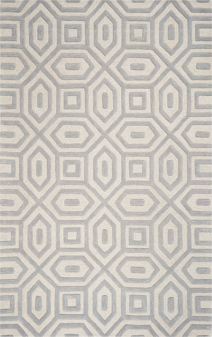5'X8' Grey Hand Tufted Geometric Indoor Area Rug